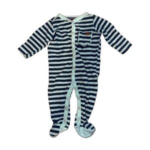 ⭐️ 7 for all mankind Teal and Blue Stripped Infant Footie Pajamas